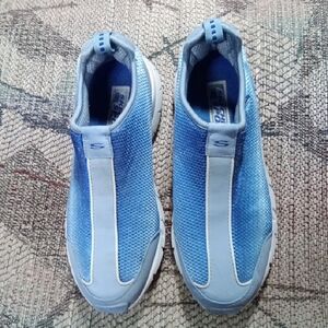 Womens Skechers Sport Blue Mesh Slip-Ons